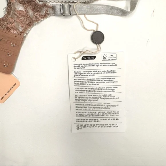 NWT AGENT PROVOCATEUR Lorelli Lace Silk Underwire Bra Rose Gold and Silver 34D - Picture 16 of 16